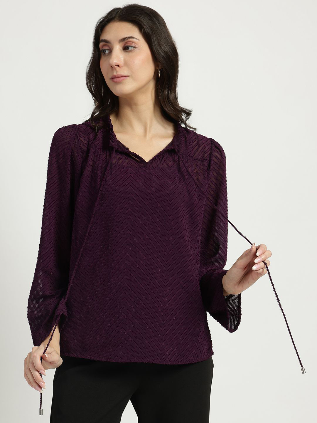 FABLE STREET Women Ruffle Neck Top