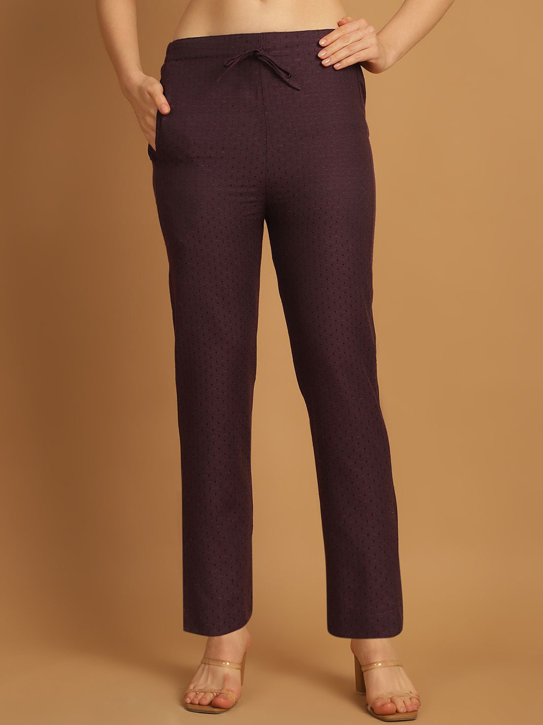 CORSICA Women Self Design Textured Tailored Trousers