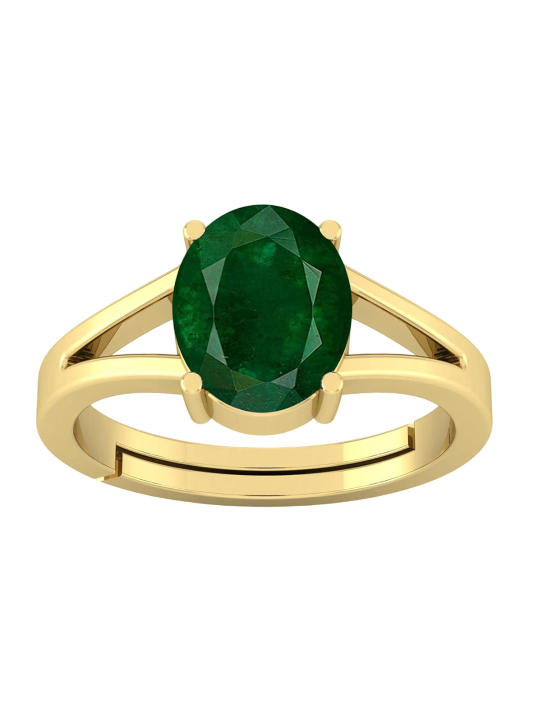 RSPR 14.25 Ratti 13.62 Carat Emerald Panna-Studded Adjustable Finger Ring