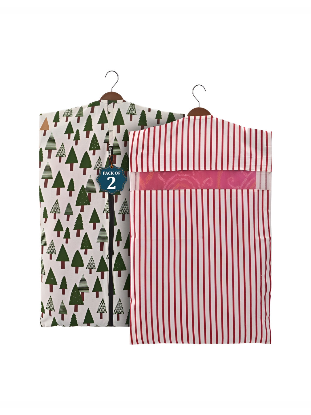 Aura 2 Pcs Multi Mesh Window Cotton Hanging Saree Cover & Storage Multi-Utility Organisers