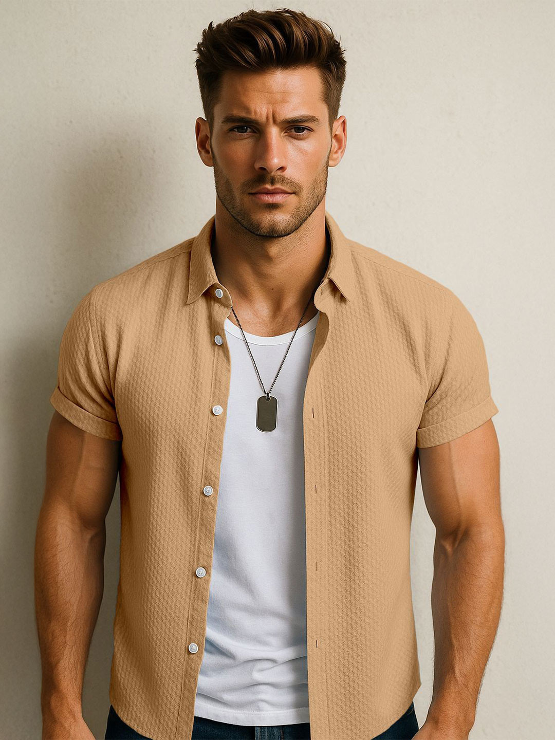 SWADESI STUFF Self Design Comfort Fit Casual Shirt