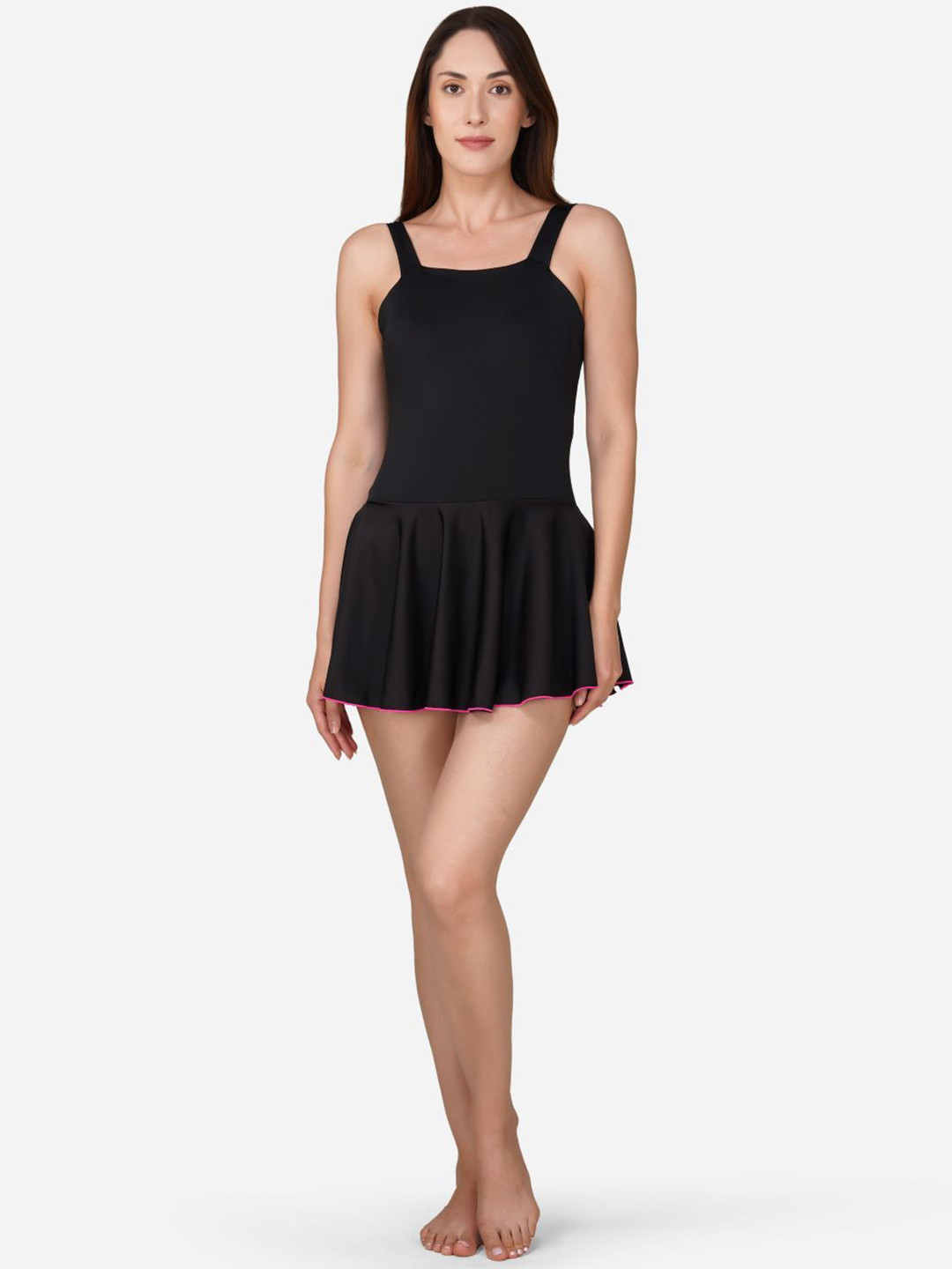 PIKAYO Shoulder Straps Neck Swim Suit With Attached Shorts