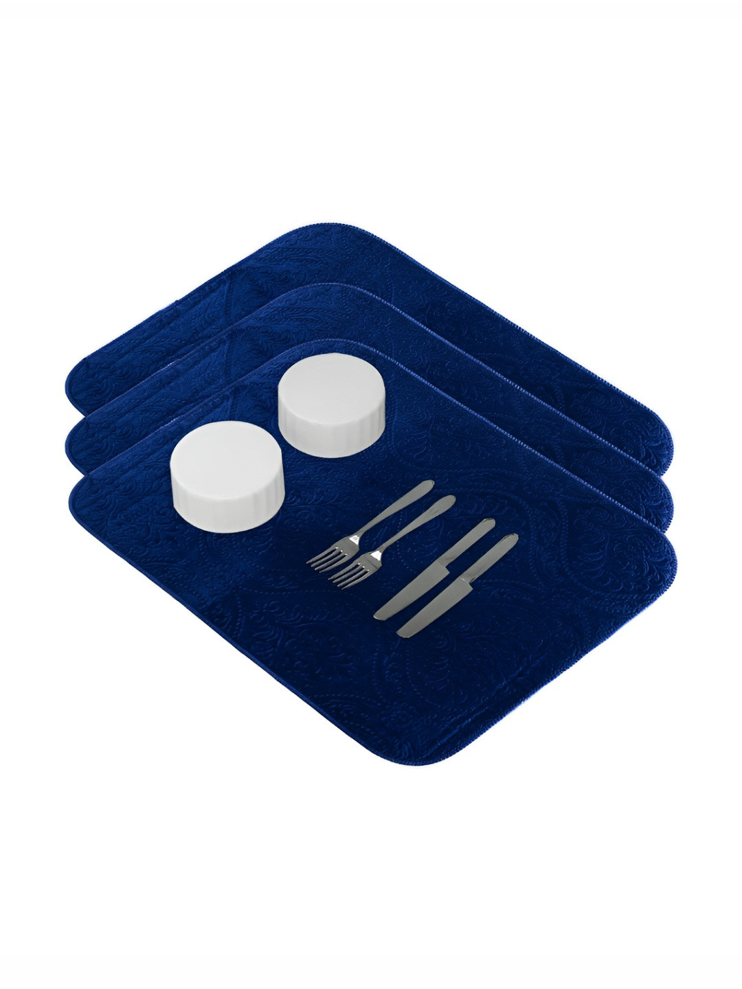 Aura 3-Pcs Blue Floor Microfiber Crockery Dish Drying Kitchen Mats