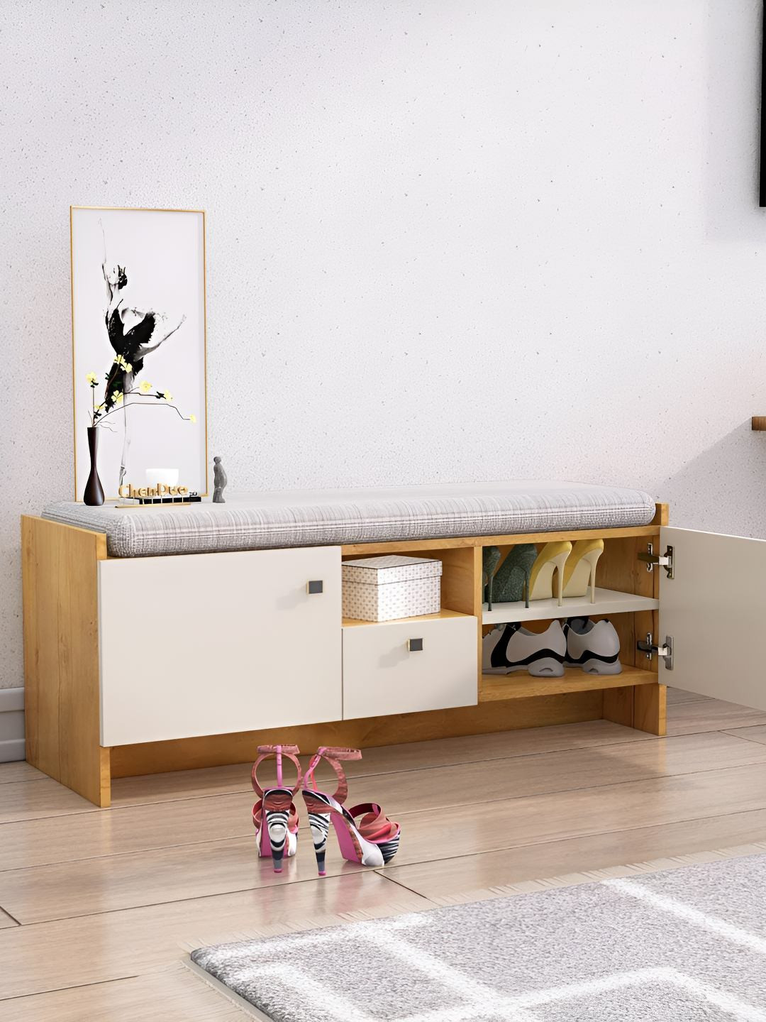 HEXA RED White Engineered Wood Sturdy & Stylish Shoe Rack