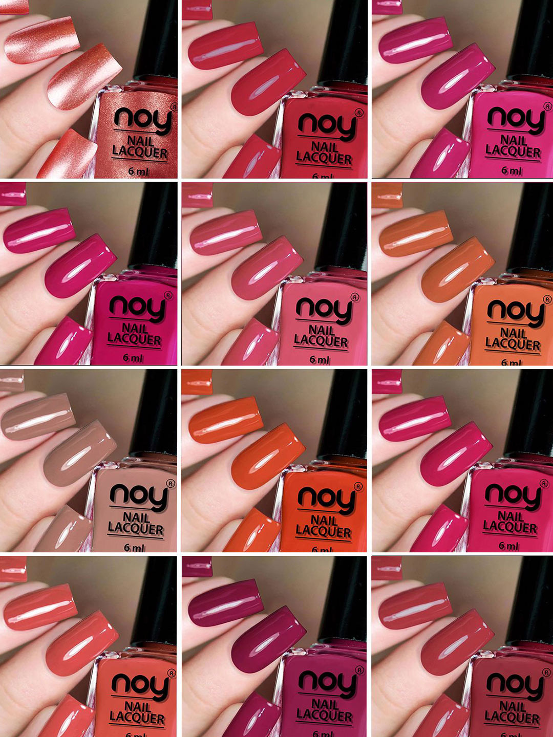 NOY Set Of 12 Shine Glossy Nail Polish- 6 ml Each
