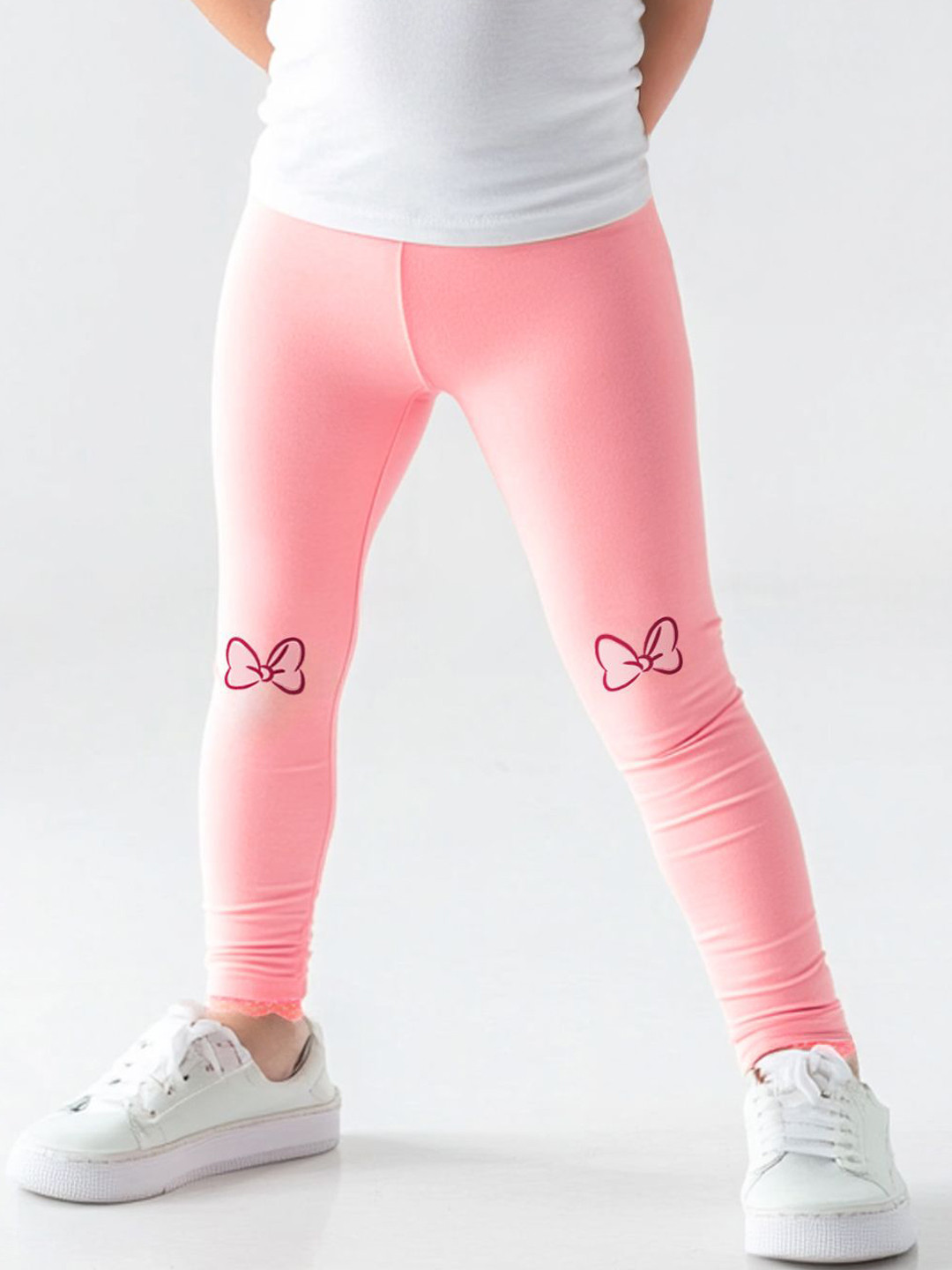 Nauti Nati Girls Graphic Print Leggings Lace At Bottom Hem Disney Print