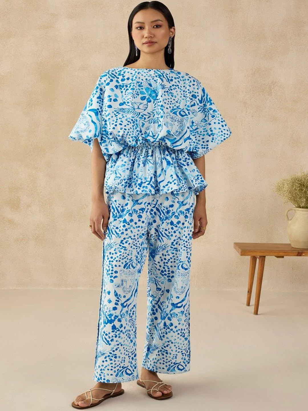 SIL SILA Women Blue Seychelles Top With Trousers Co-Ords