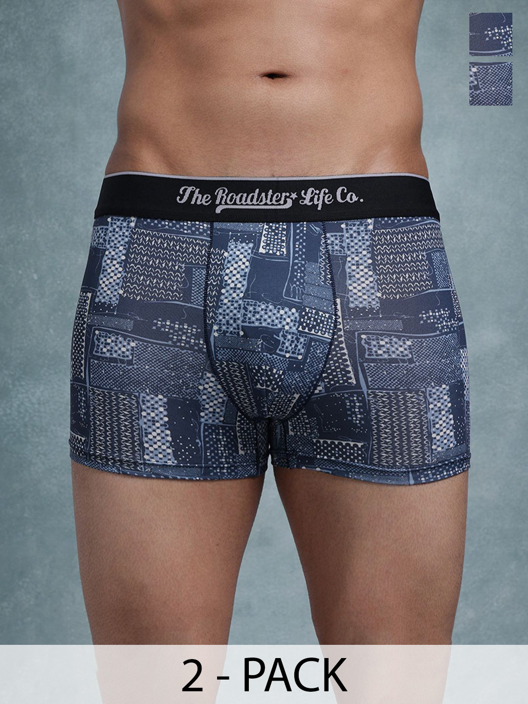 The Roadster Lifestyle Co Pack Of 2 Printed Stretchable Trunks Pack Of 2-PV-Print-RO17-S