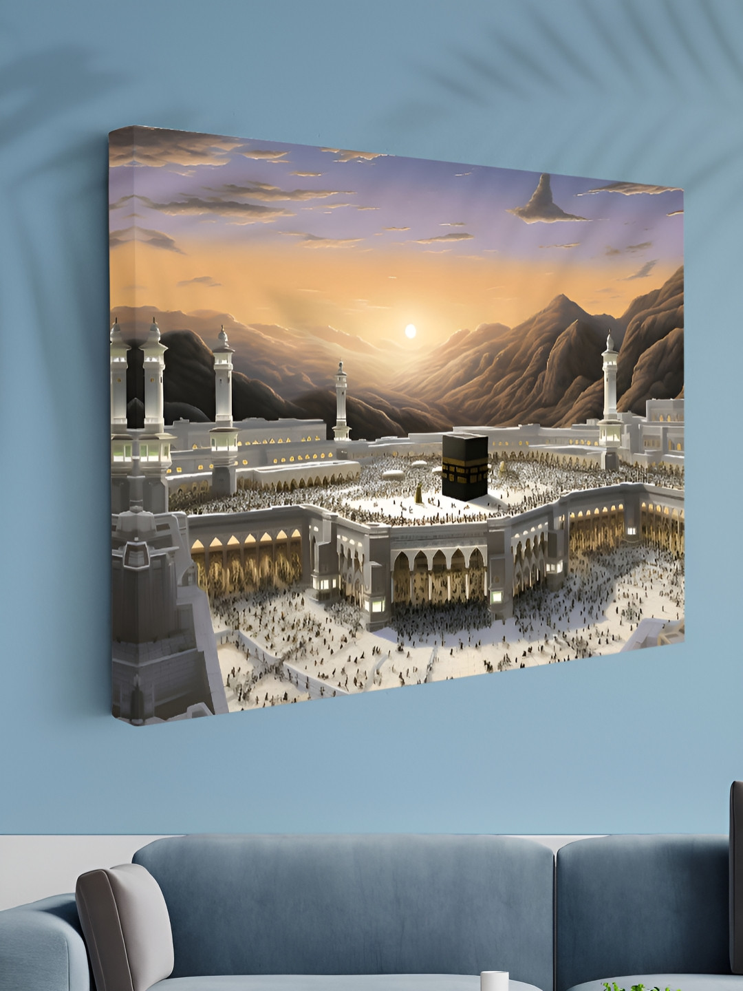 Aura Grey & Black Mecca Printed Canvas Wall Art