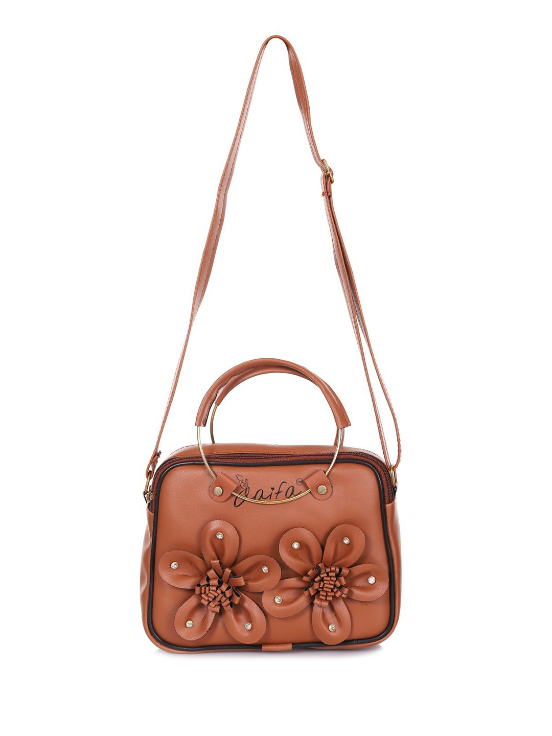 AAIFA Women Solid Baguette Applique Satchel Bag