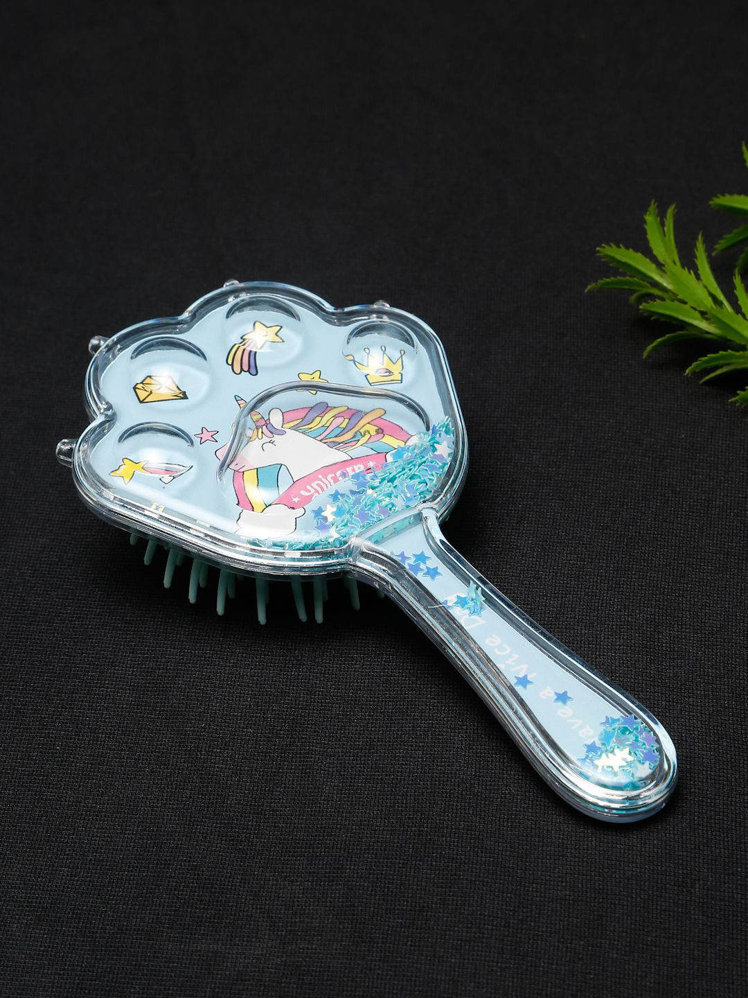 Stoln Unicorn Theme With Star Glittery Hair Brush- Blue