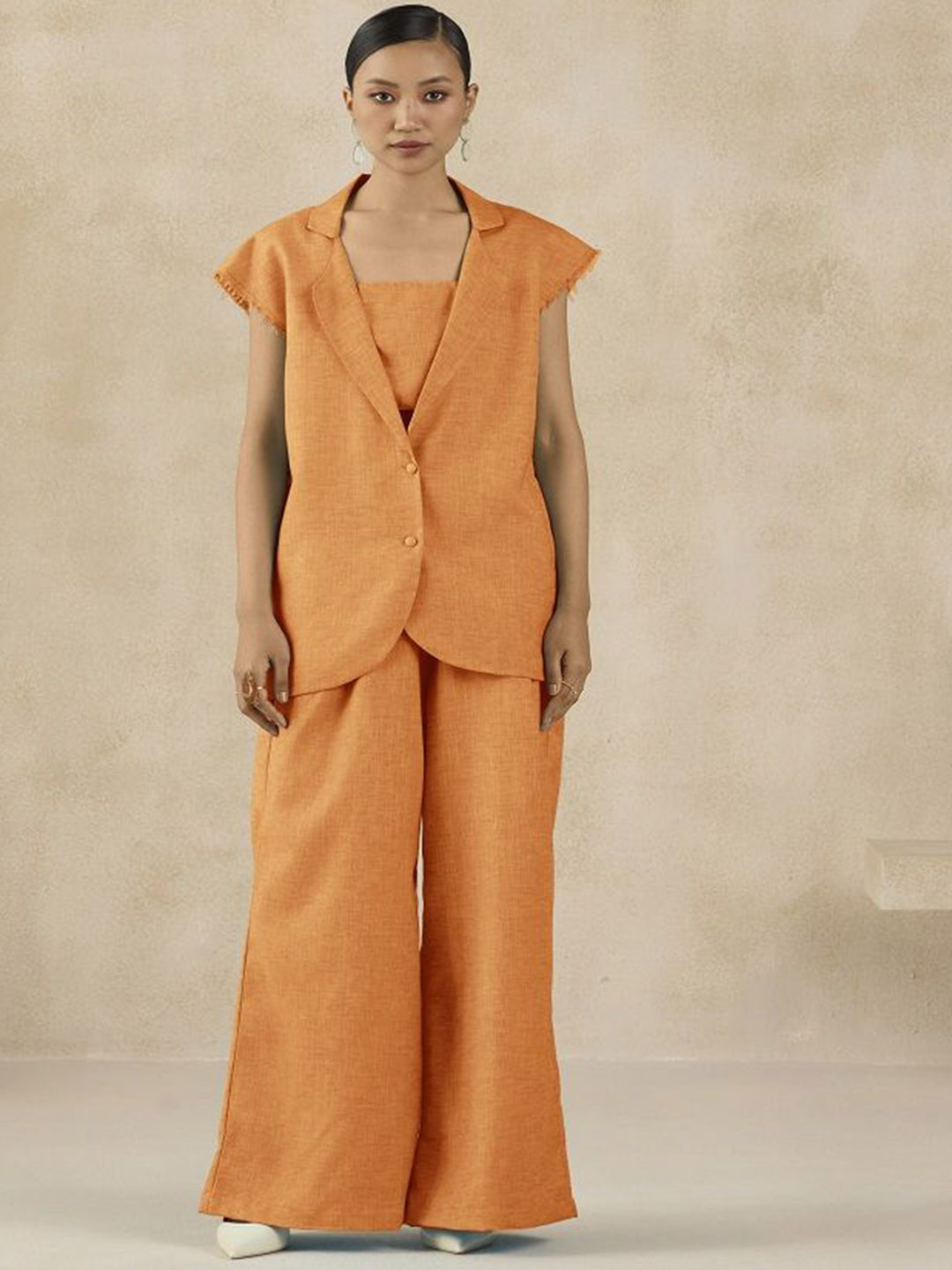 SIL SILA Women Orange Bombay Blazer With Palazzo Co-Ords