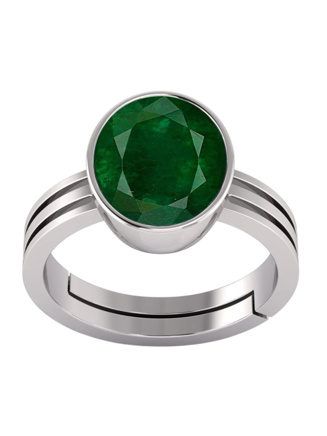RSPR 13.25 Ratti 12.62 Carat Emerald Panna Gemstone-Studded Finger Ring