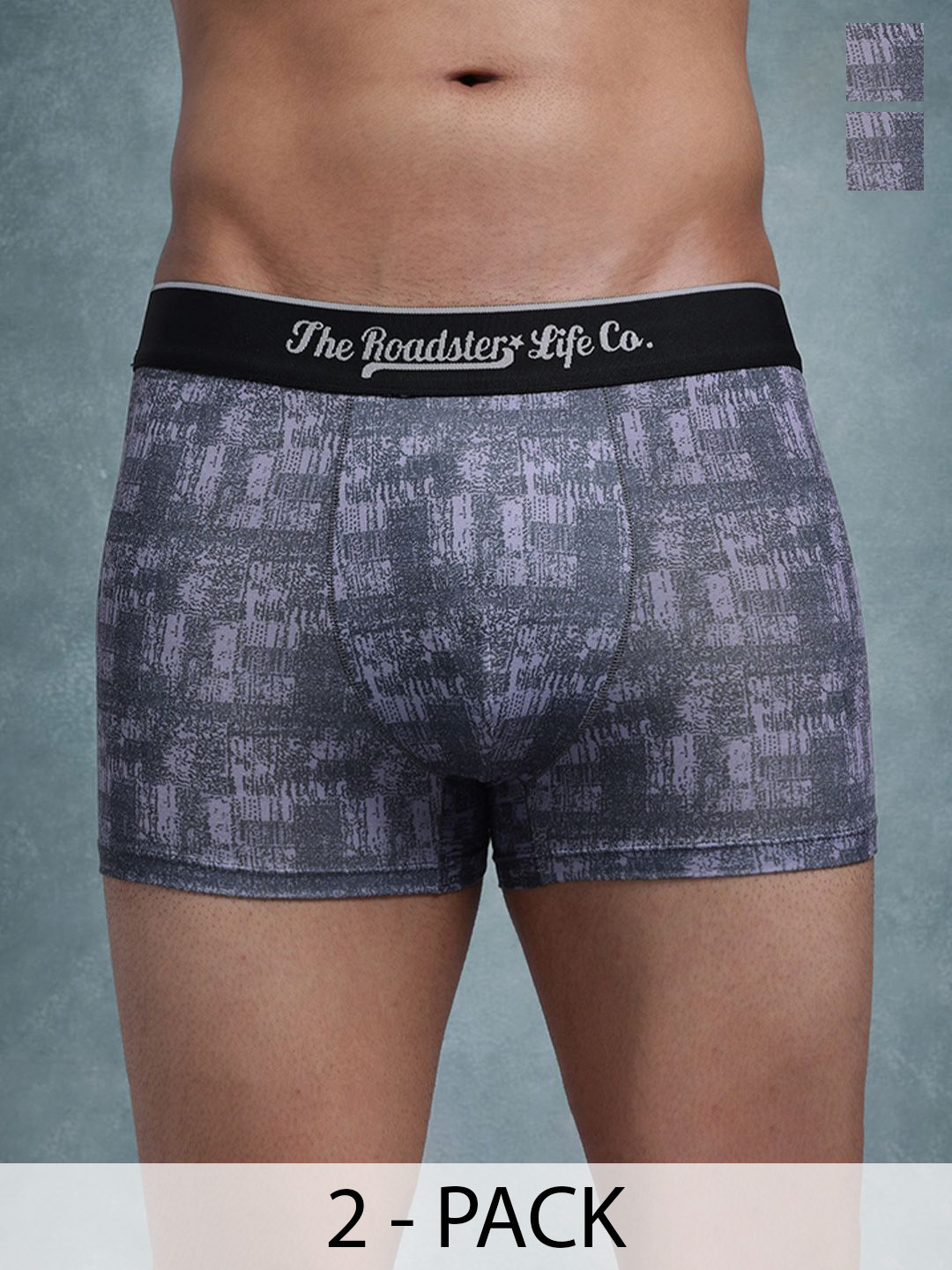 The Roadster Lifestyle Co Pack Of 2 Printed Stretchable Trunks Pack Of 2-PV-Print-RO8-S