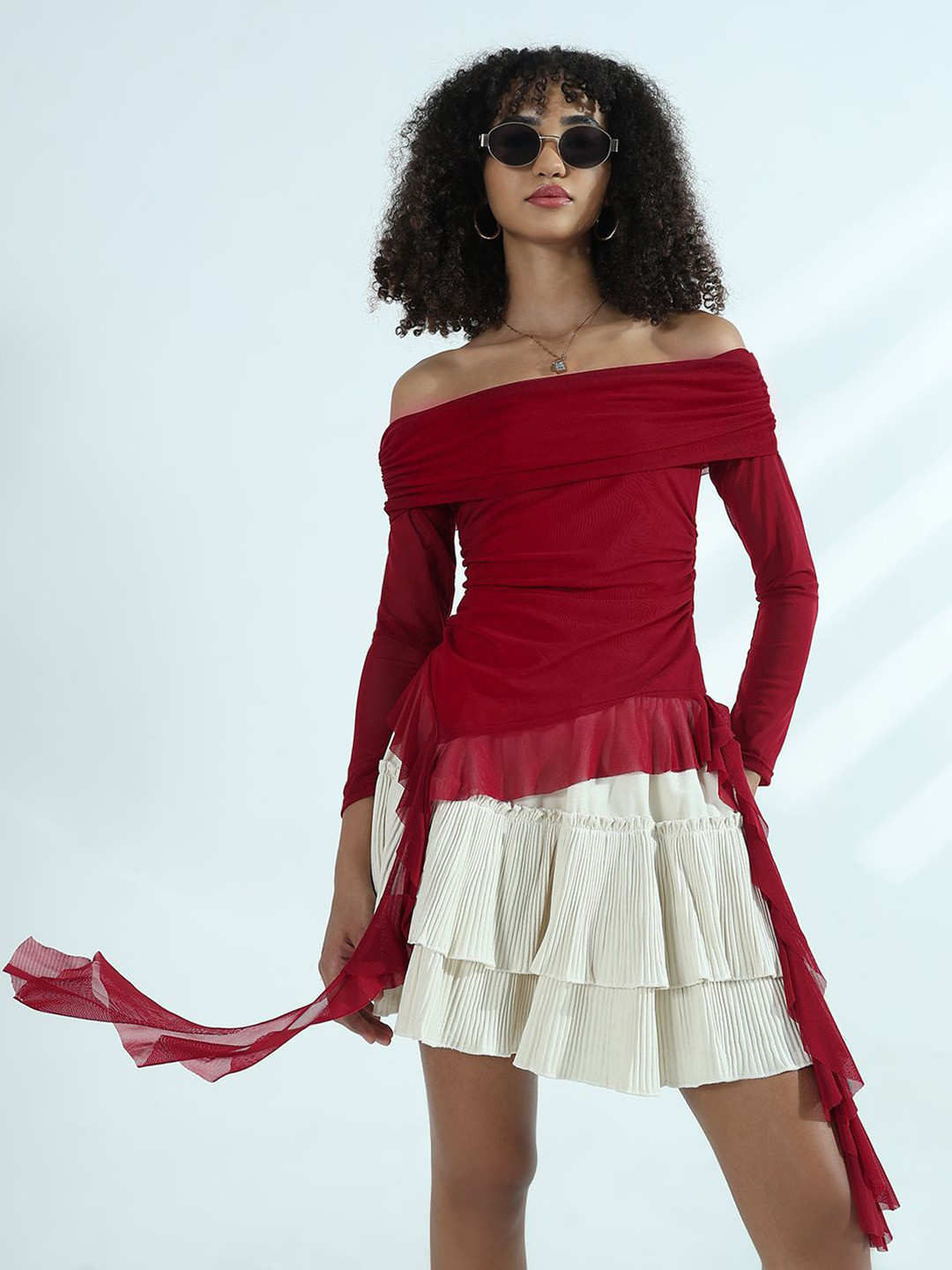 SHOWOFF Women Off-Shoulder Net Top