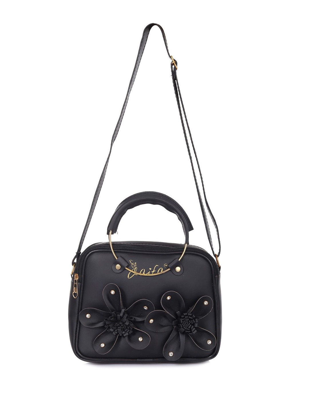 AAIFA Women Solid 3D Flower Embellished Baguette Sling Bag