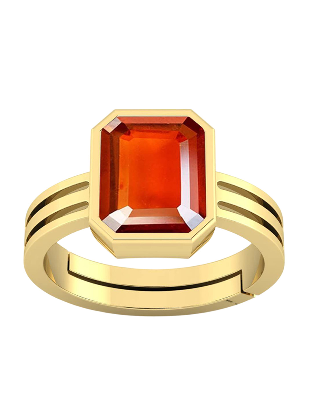 RSPR 13.25 Ratti Hessonite Original Stone-Studded Panchdhatu Adjustable Finger Ring
