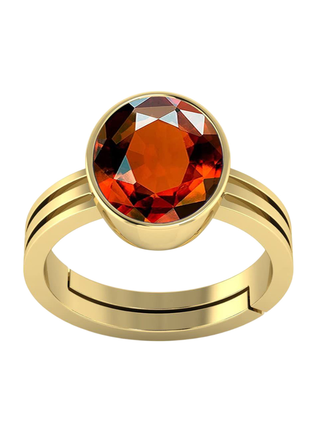 RSPR 12.25 Ratti Gomed Hessonite Original Stone Panchdhatu Adjustable Finger Ring