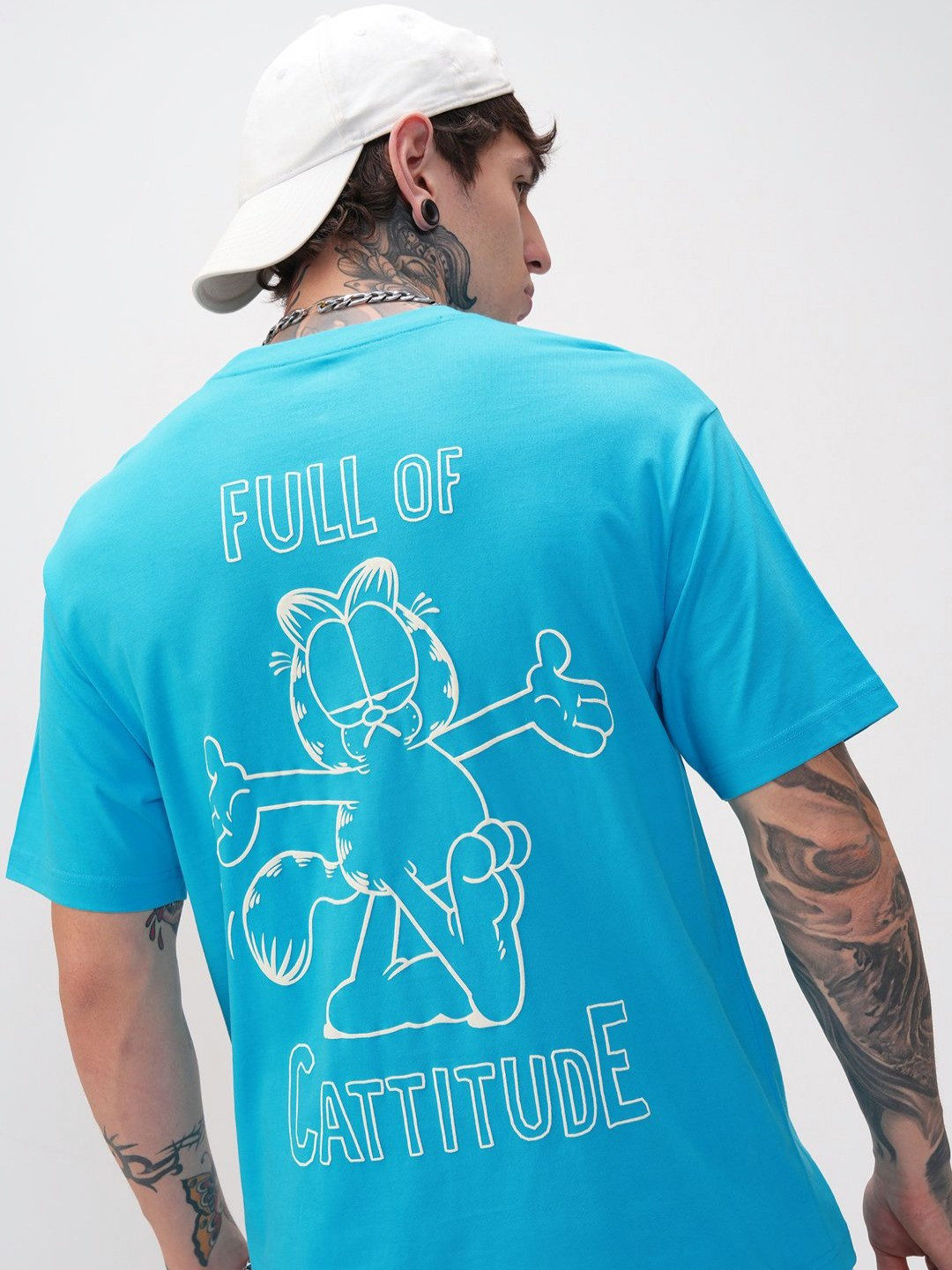 HIGHLANDER Typography Printed Garfield Round Neck Relaxed Fit T-shirt