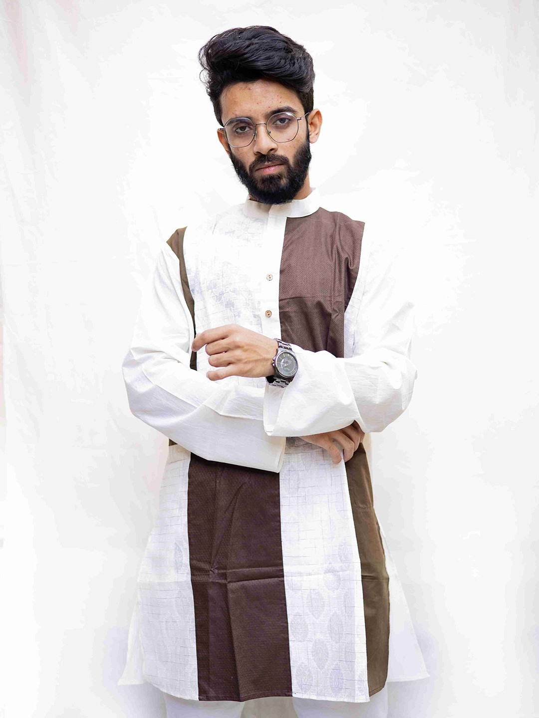 HAMSAFAR Nabajonmo Men's Upcycle Coffee Kurta