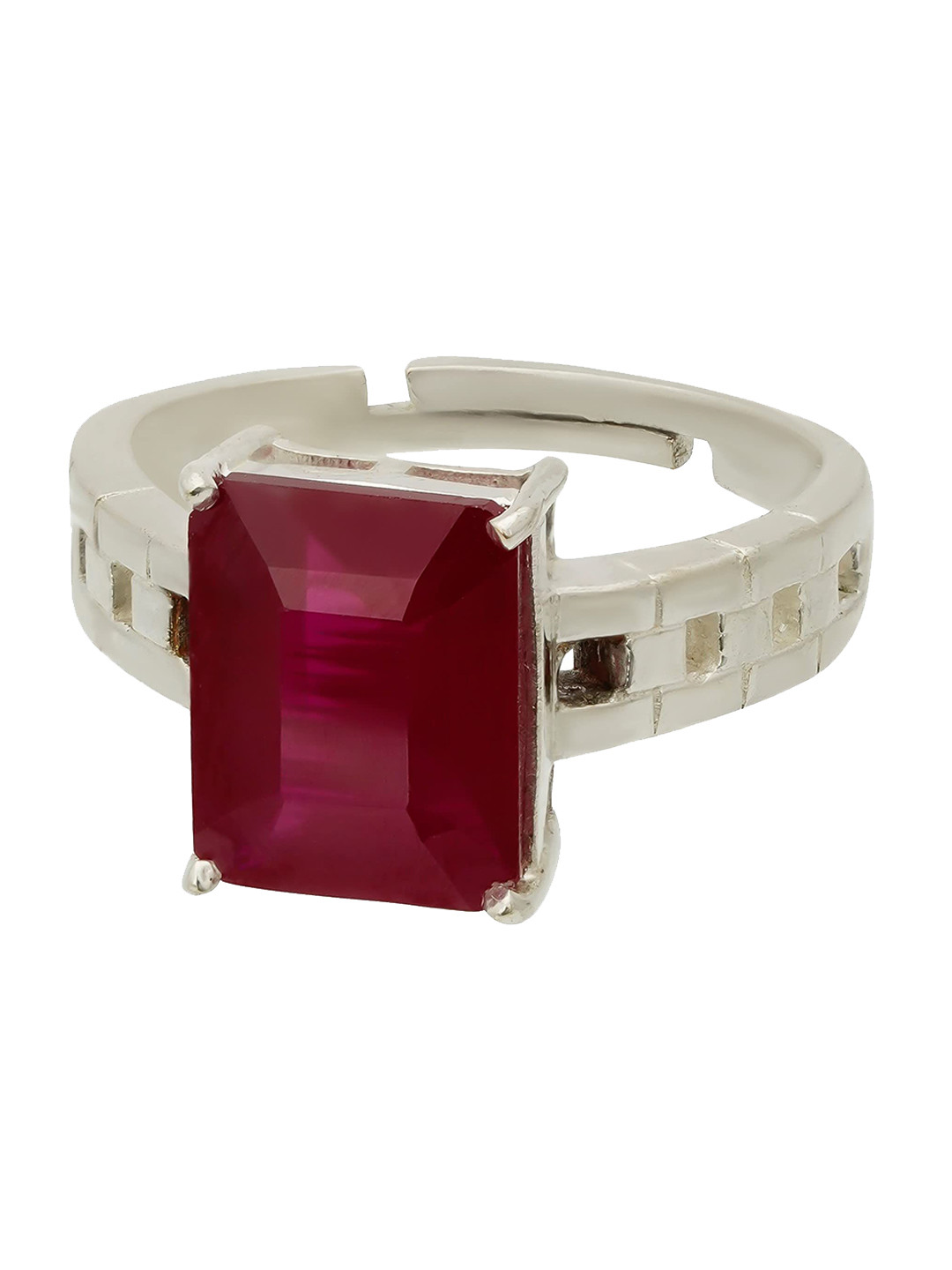 RSPR 3.25 Ratti Ruby Manikya Stone-Studded Adjustable Finger Ring