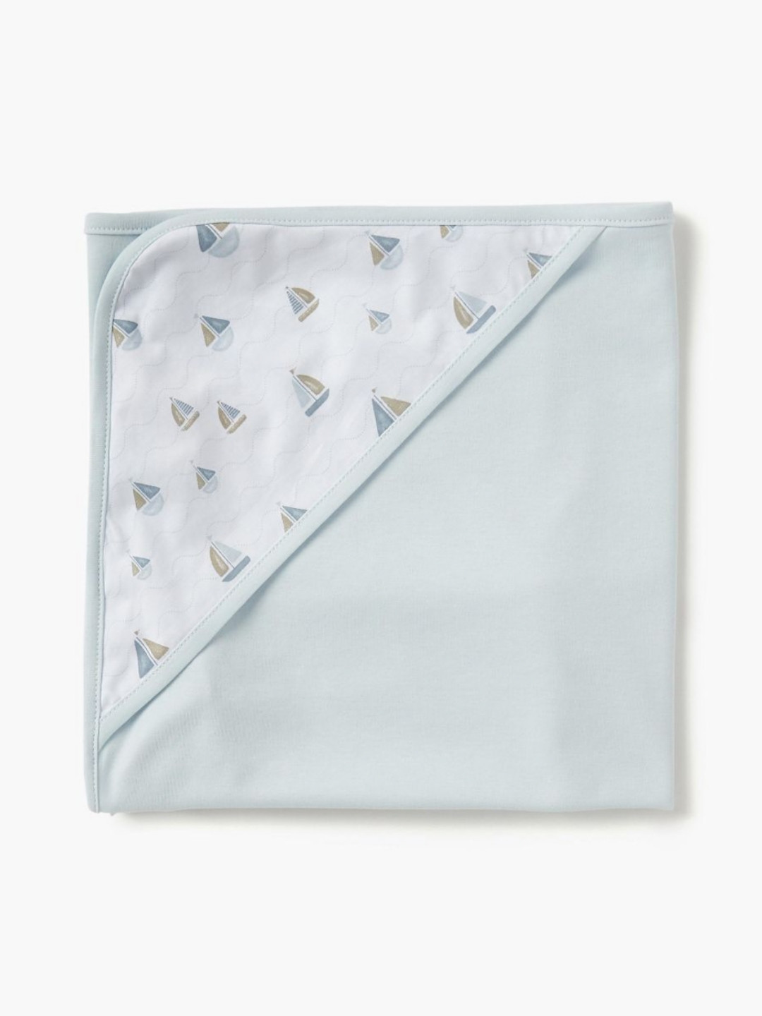 Giggles by Babyshop Kids-Unisex Blue & White Geometric Single Bed Blanket with Hood
