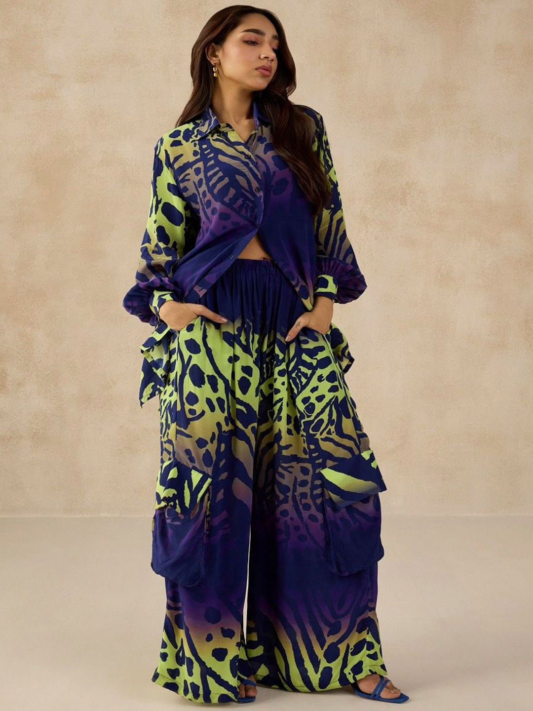 SIL SILA Women Purple Tulum Shirt With Palazzo Co-Ords