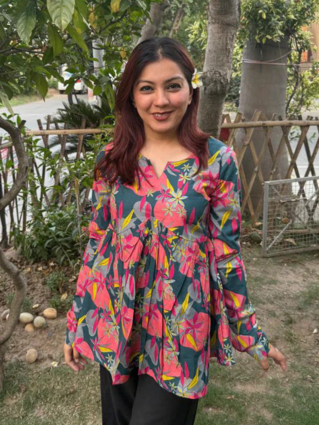 SHRIYANI Women Floral Print Cotton Top