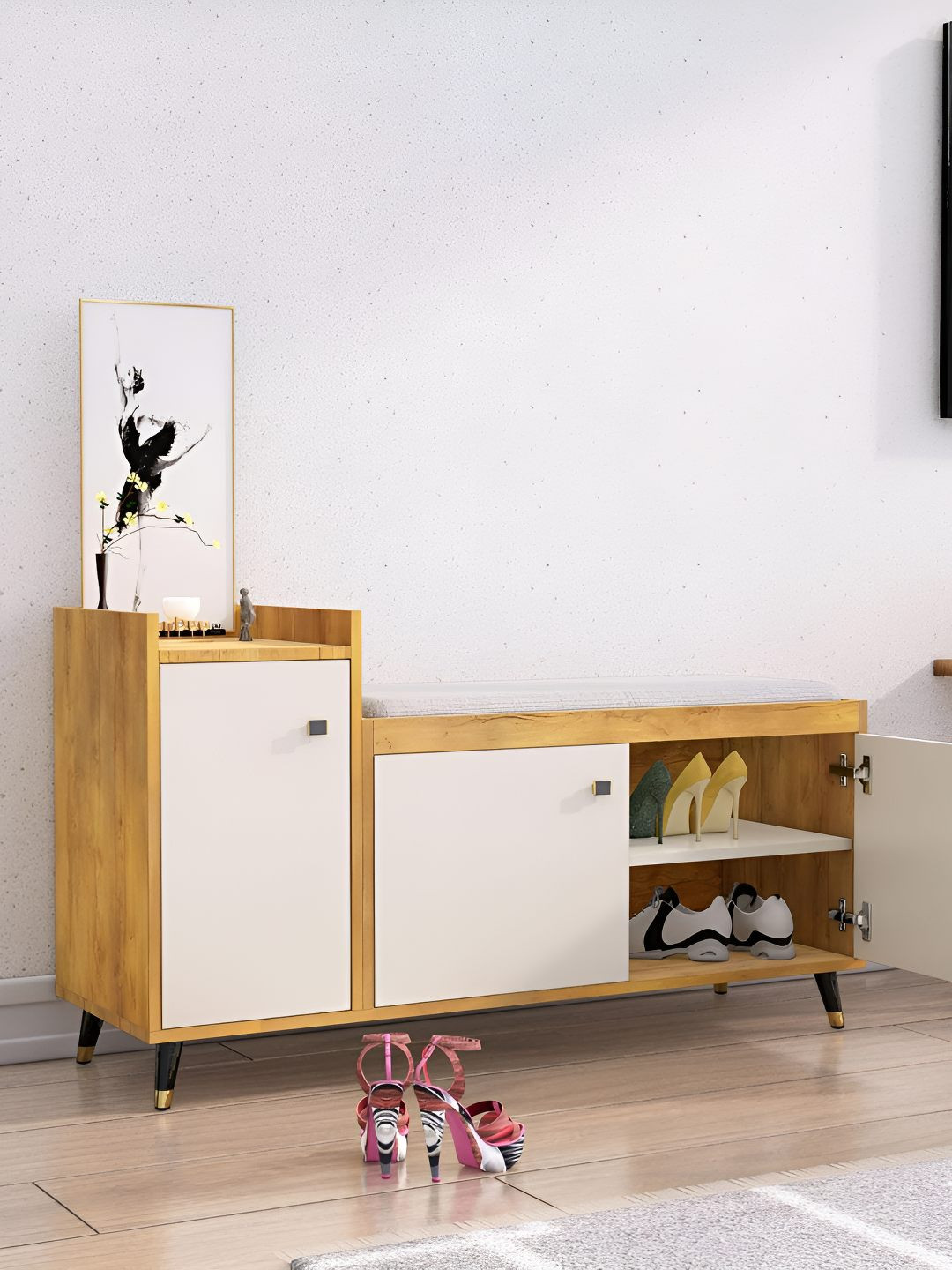 HEXA RED Brown & White Engineered Wood Moisture & Termite Resistant ShoeRack