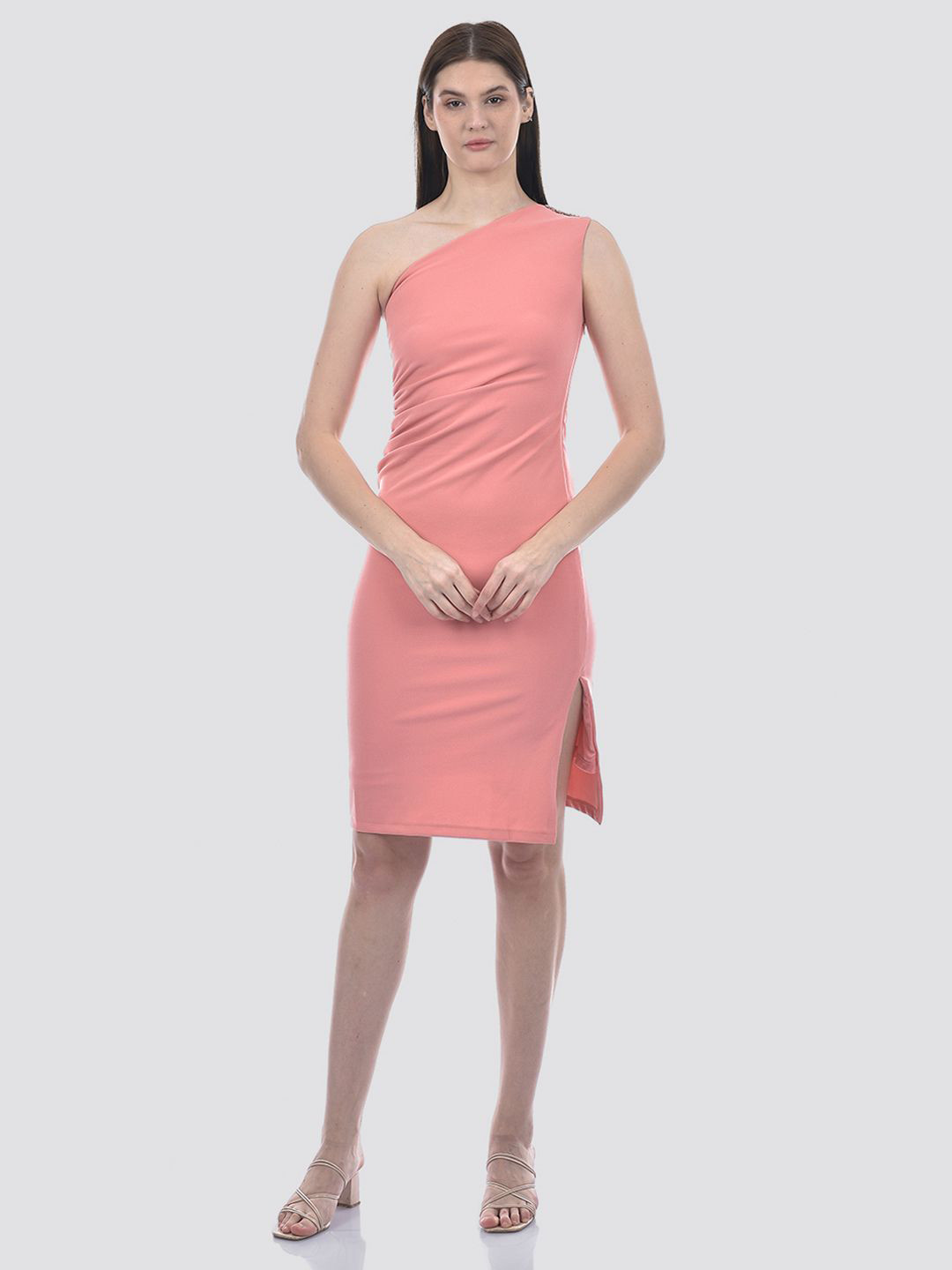 CAMLA Women One Shoulder Embellished Sheath Dress