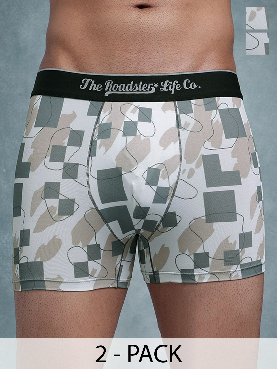 The Roadster Lifestyle Co Pack Of 2 Printed Stretchable Trunks Pack Of 2-PV-Print-RO1-S