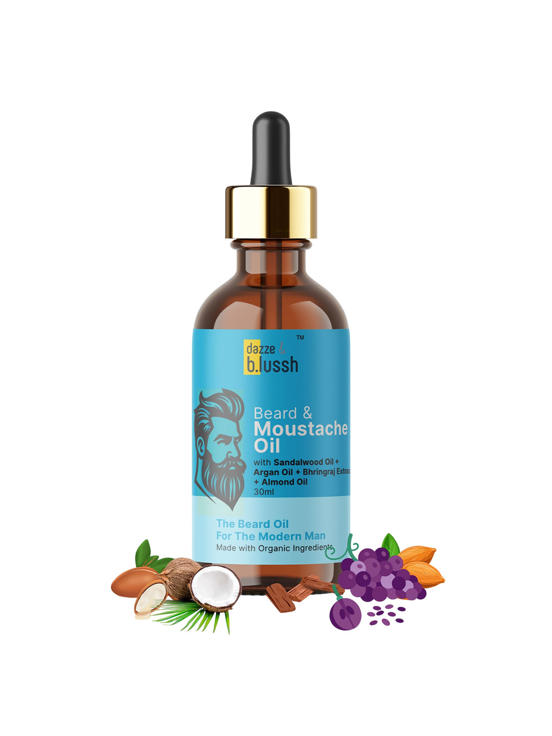 Dazze and blussh Beard & Moustache Oil with Sandalwood & Argan - 30 ml