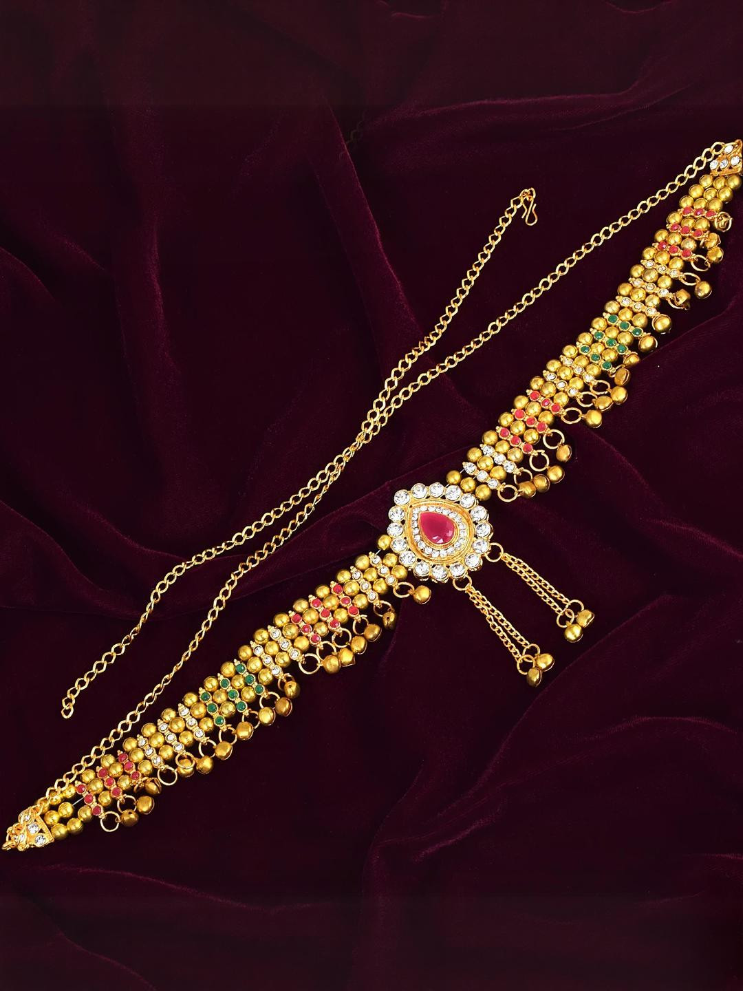 MEMOIR Goldplated Faux Ruby & Kundan Traditional Jewellery Set