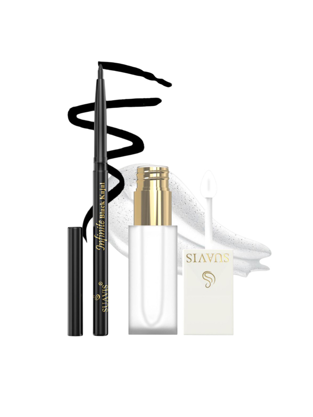 SUAVIS Set Of 2 Matte Liquid Lipstick - Queen Bee 211 With Infinite Kajal - Black