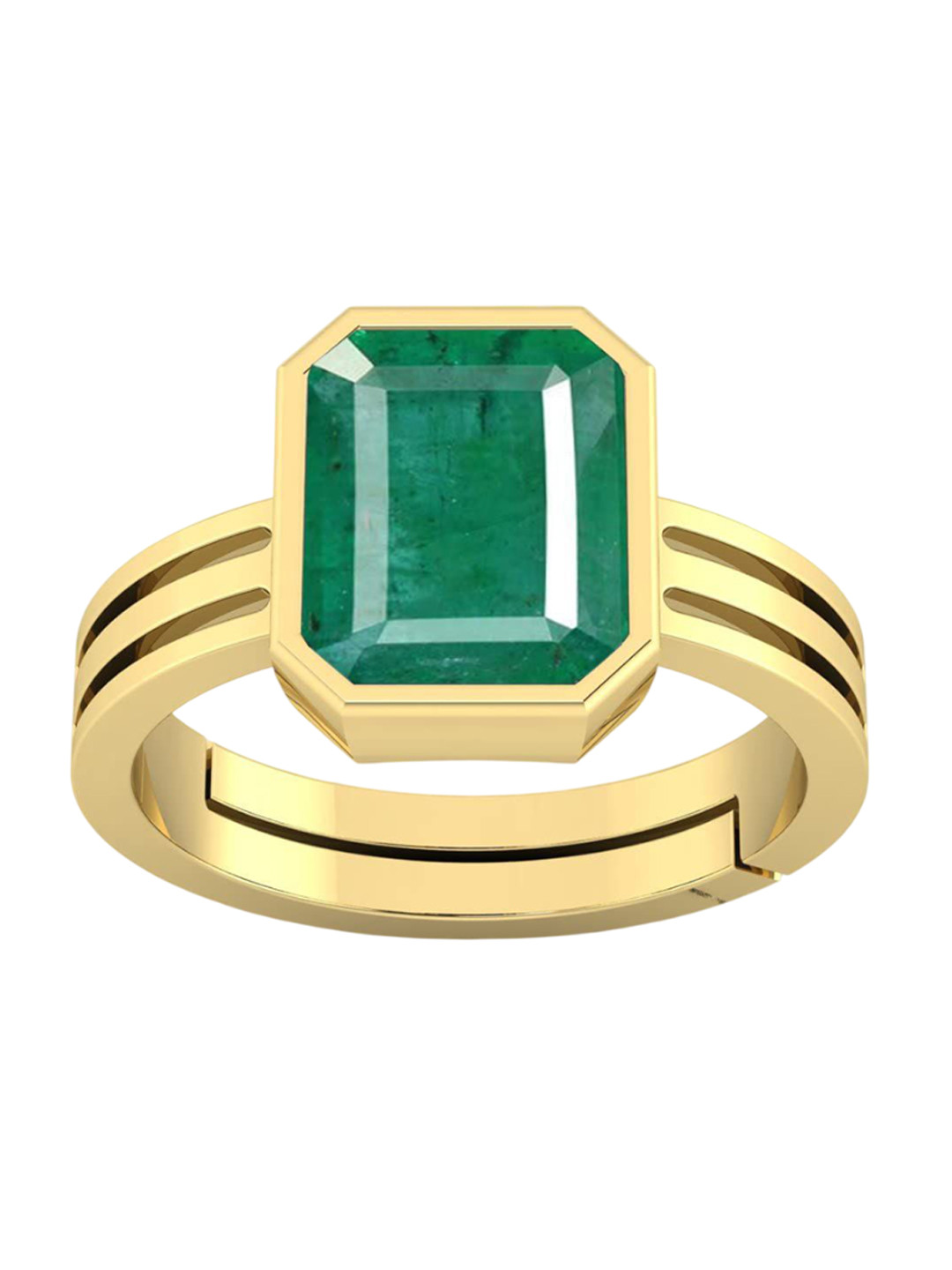 RSPR 10.25 Ratti 9.62 Carat Emerald Panna Gemstone-Studded Adjustable Finger Ring