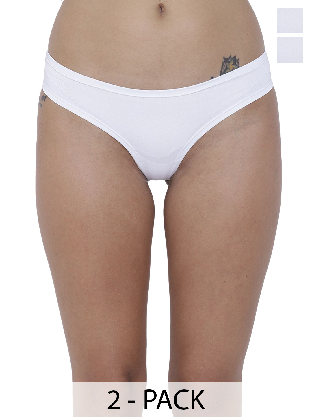BASIICS by La Intimo Pack Of 2 Mid-Rise Semi-Seamless Bikini Briefs BCPSS020B055