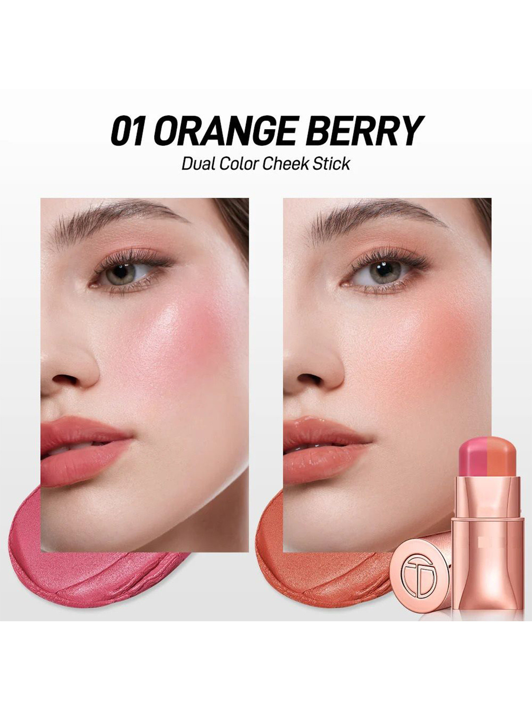 CEMA Dual Color High Pigment Long Lasting Blush Stick- 7 g - Orange Berry 01