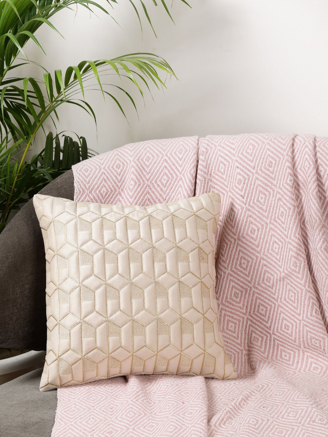 MONKDECOR  Cream Velvet Square Cushion Covers