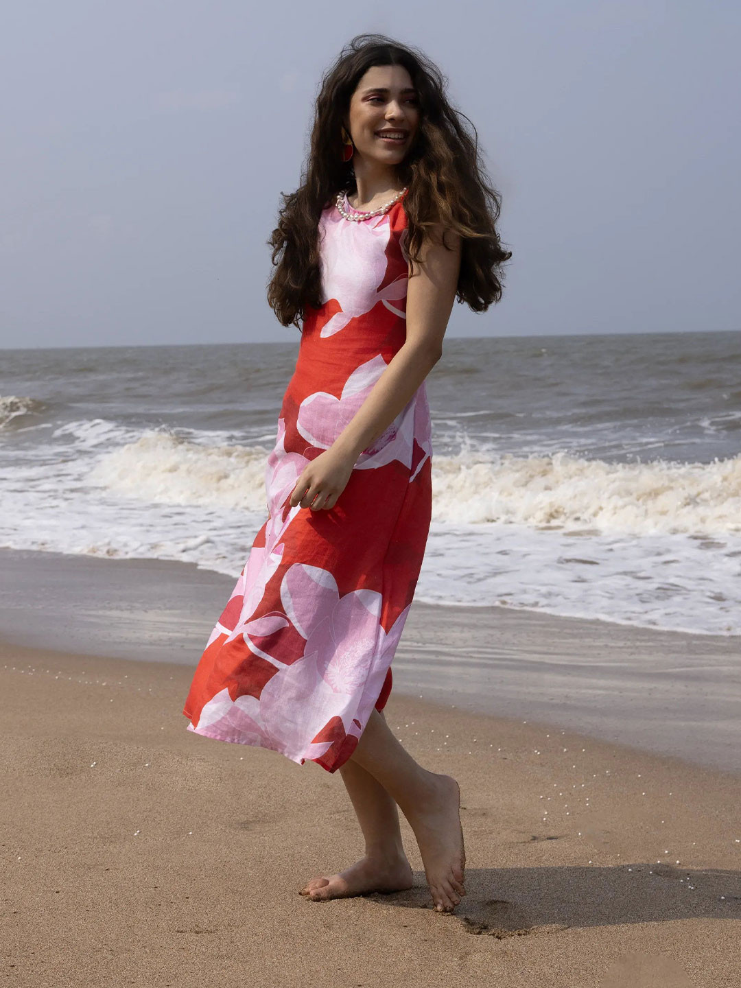 dhaaga Luna  Women Linen Fit & Flare Maxi Dress