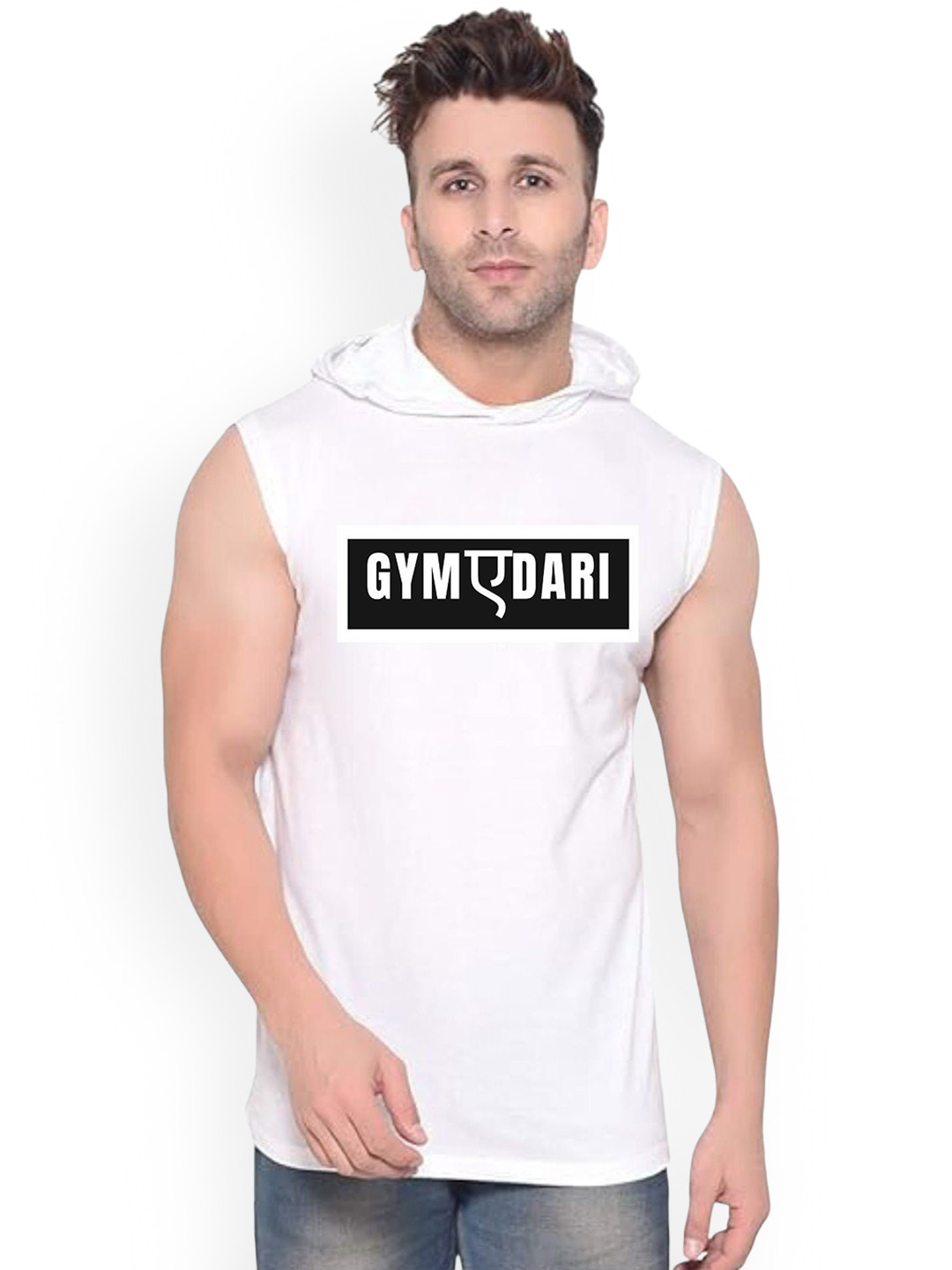 FABSTIEVE Gymedari Printed Gym Vest vk t-050_Print-269_gym_vest White M