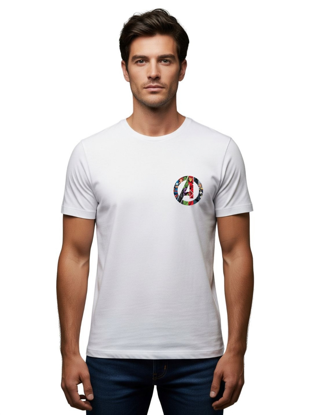 PULP Avengers Logo With Weapons Graphic Printed Short Sleeves Pure Cotton T-shirt