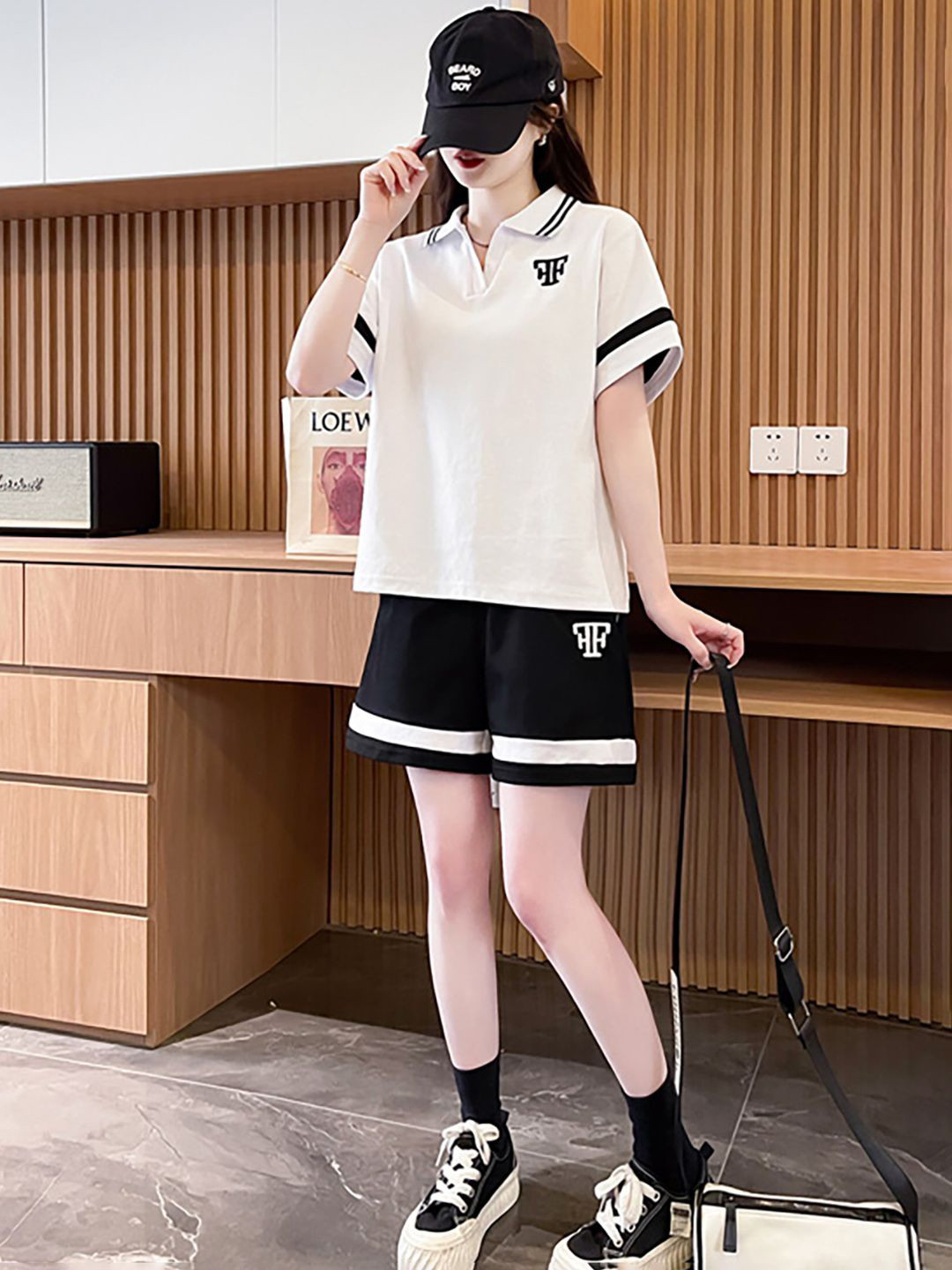 JC Mode Printed Polo Collar T-Shirt & Shorts Co-Ords