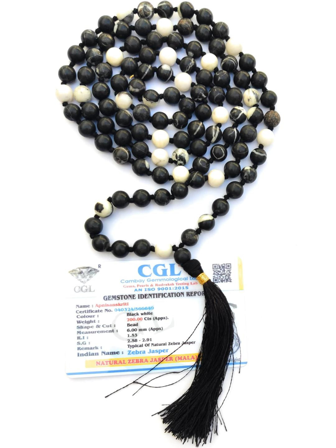 Apnisanskriti Unisex Zebra Jasper Stone Mala