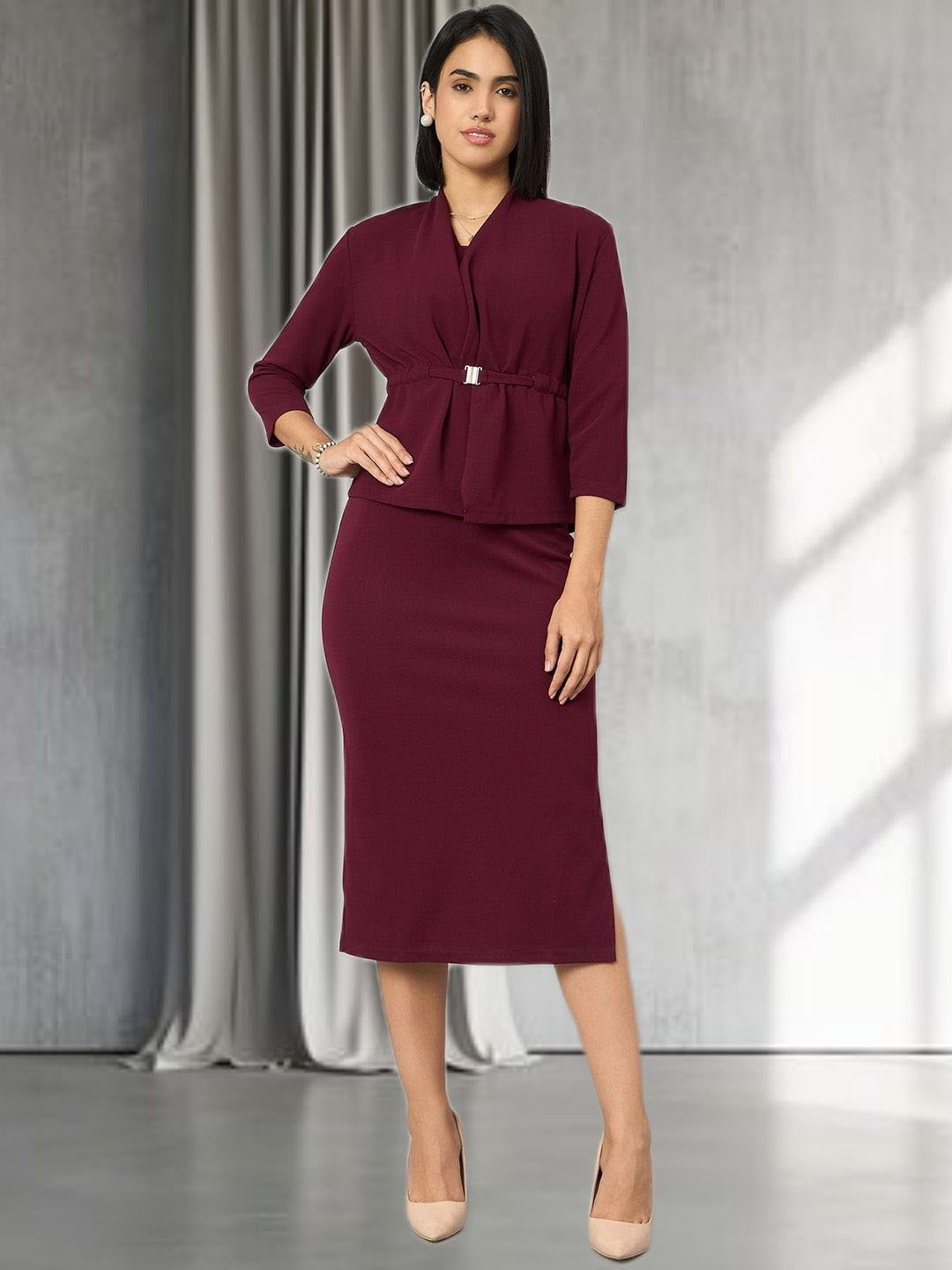 all about you Women Bodycon Midi Dress With Jacket