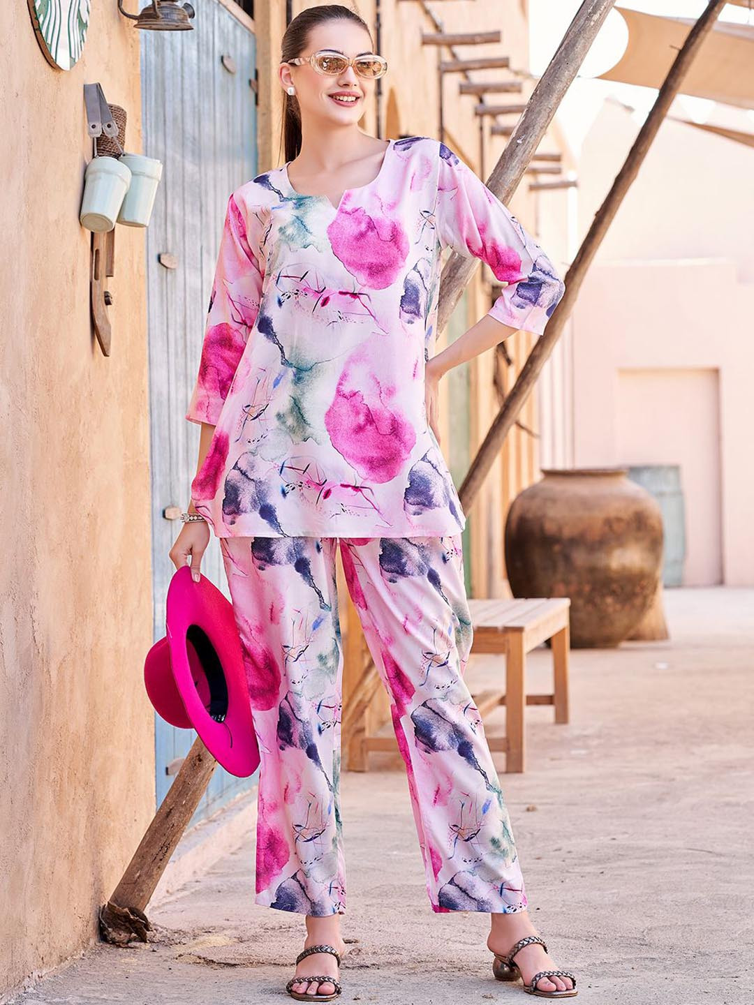 TITTLI Over All Floral Printed Tunic With Trousers Co-Ords