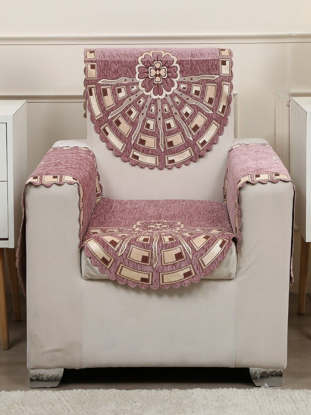 Fashion Throw Set Of 4 Pink Sofa Cover With Arms