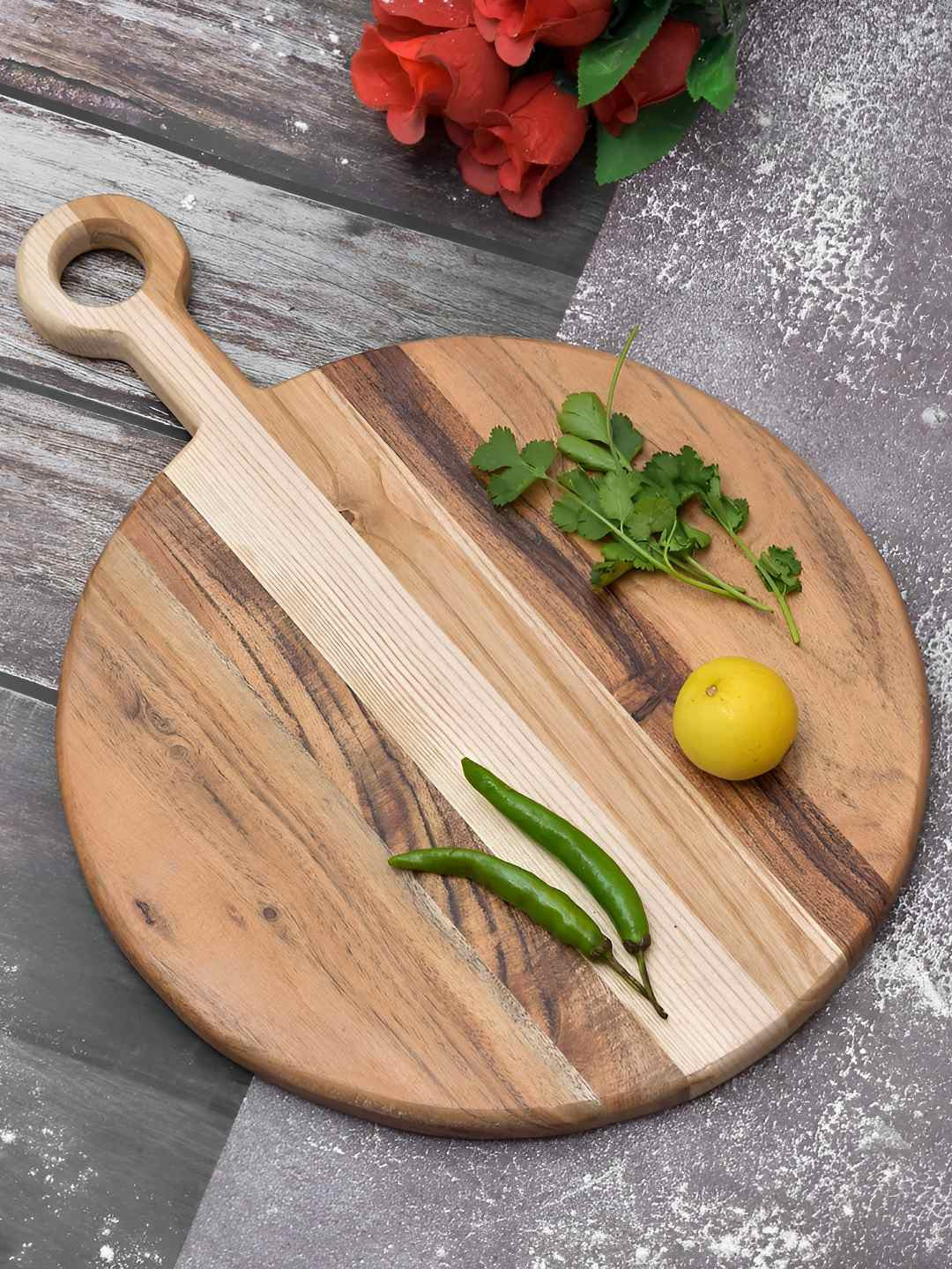 Myntra Elegant Homes Brown Circolo Wooden Chopping Board