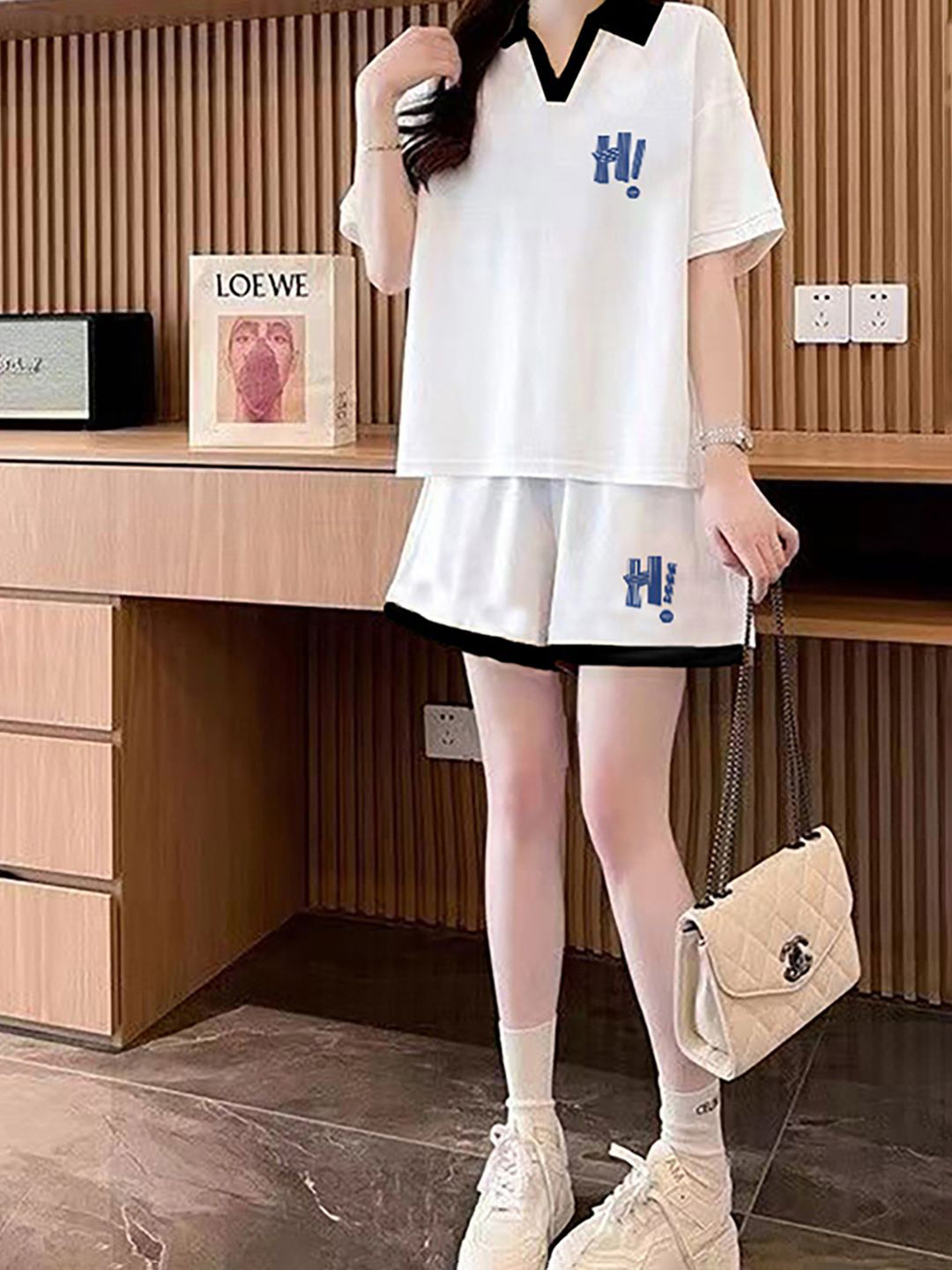 JC Mode Shirt Collar T-Shirt With Shorts Co-Ords