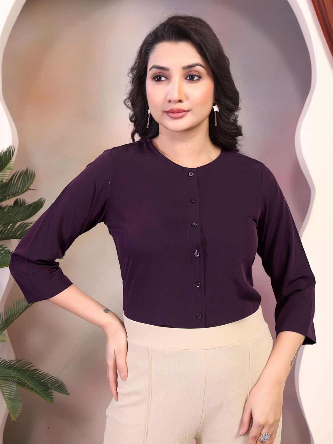 FITHUB Round Neck Formal Shirt