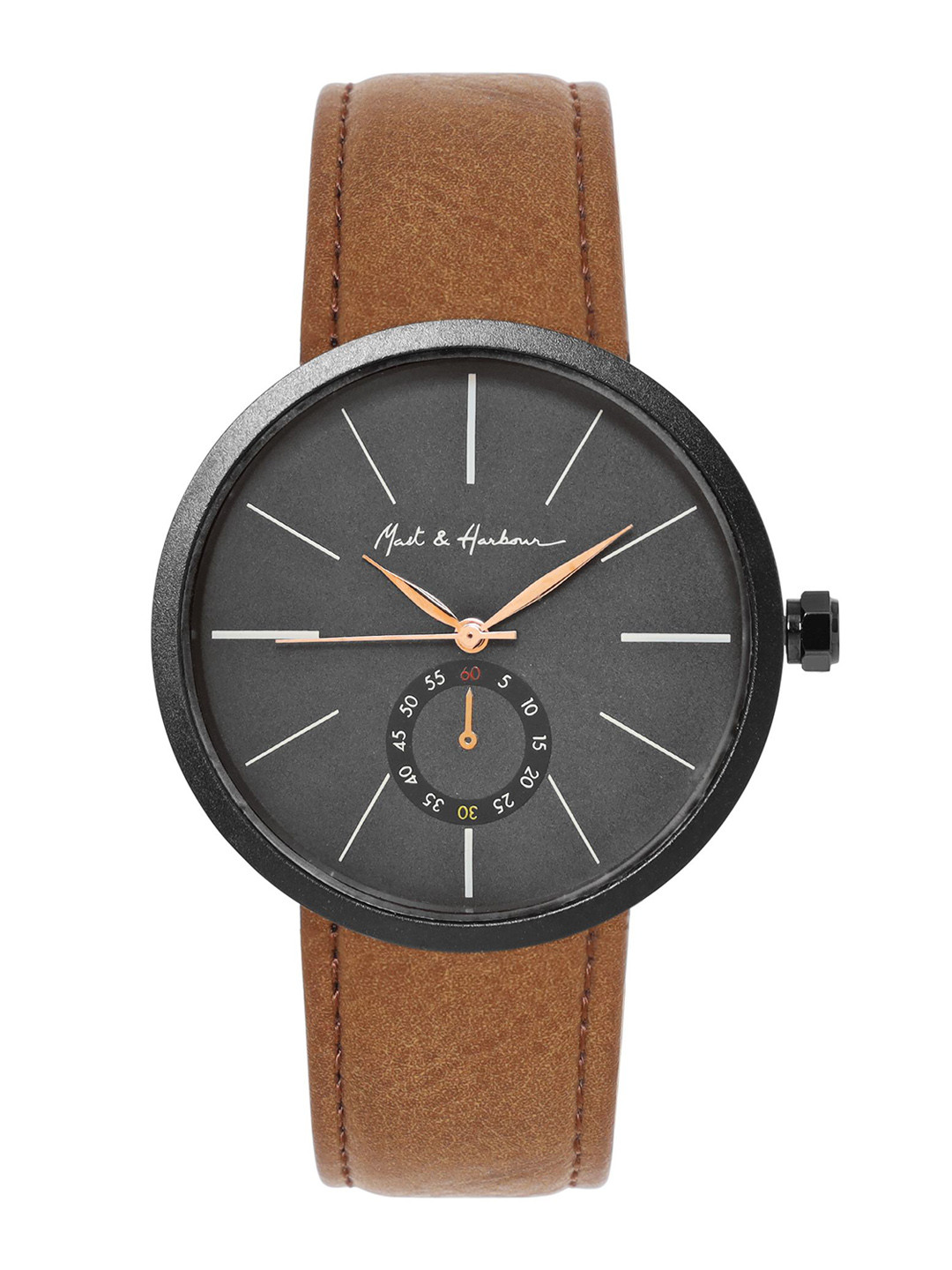 Mast & Harbour Men Brass Dial & Leather Straps Analogue Watch MH25-4A